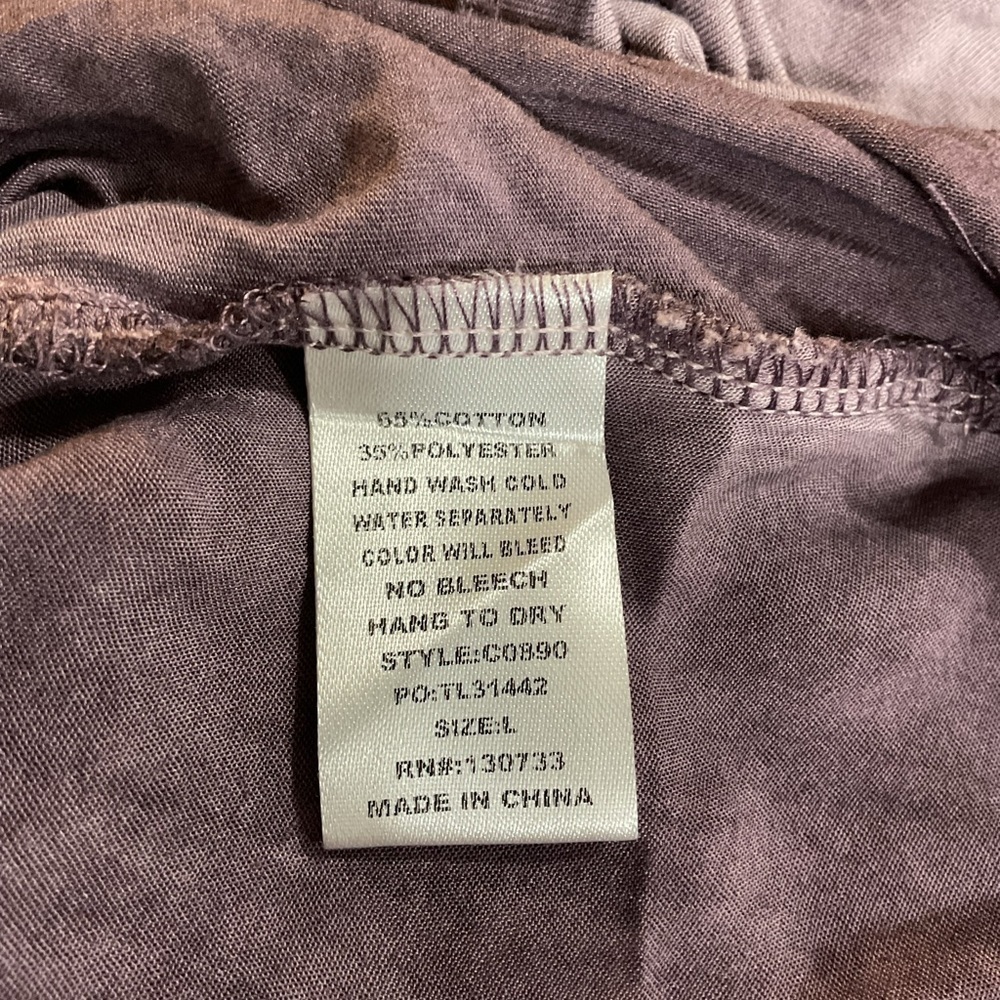 Umgee Mineral Wash Long Sleeve Pullover, Twist Front, Light Purple Top - Picture 6 of 8